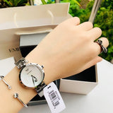  Shop Authentic Emporio Armani Mother of Pearl Dial Silver Steel Strap Watch For Women - AR11235 - Luxxuri