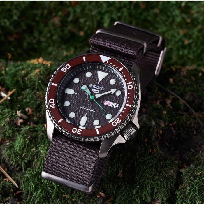  Shop Authentic Seiko 5 Sport Automatic Brown Dial Brown Nylon Strap Watch For Men - SRPD85K1 - Luxxuri