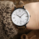  Shop Authentic Fossil Jacqueline White Dial Brown Leather Strap Watch for Women - ES3708 - Luxxuri