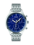 Hugo Boss Companion Blue Dial Silver Steel Strap Watch for Men - 1513653