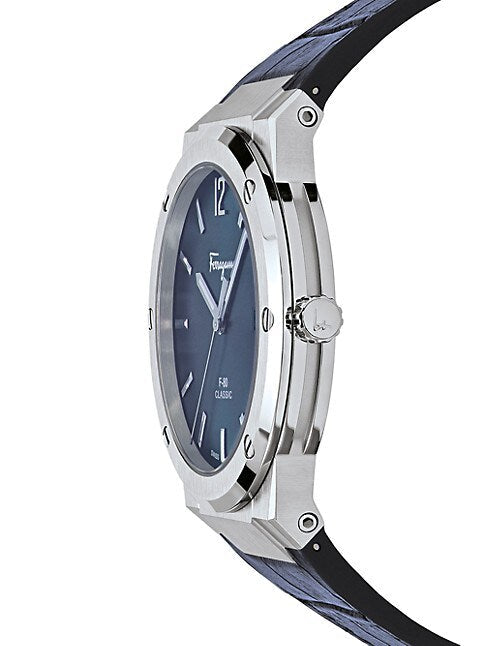  Shop Authentic Salvatore Ferragamo F-80 Classic Blue Dial Blue Leather Strap Watch for Men - SFDT00319 - Luxxuri