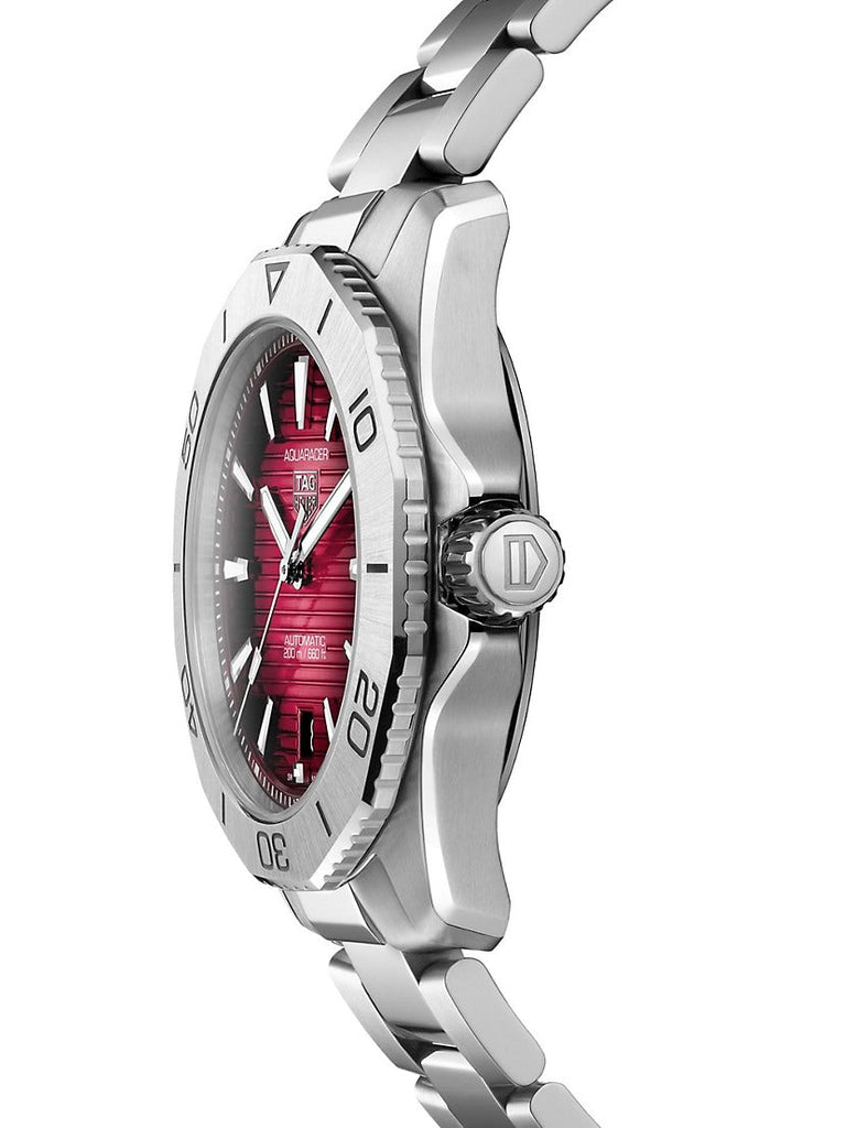  Shop Authentic Tag Heuer Aquaracer Professional 200 Automatic Red Dial Silver Steel Strap Watch for Men - WBP2114.BA0627 - Luxxuri