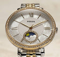Fossil Jacqueline Analog Moonphase Mother of Pearl White Dial Two Tone Steel Strap Watch for Women - ES5166