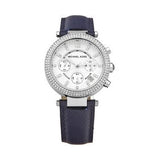  Shop Authentic Michael Kors Parker White Dial Navy Blue Leather Strap Watch for Women - MK2293 - Luxxuri
