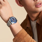  Shop Authentic Fossil Sport Tourer Chronograph Blue Dial Silver Steel Strap Watch for Men - FS6047 - Luxxuri