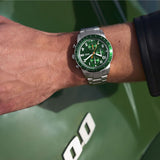 Shop Authentic Fossil Sport Tourer Chronograph Green Dial Silver Steel Strap Watch for Men - FS6048 - Luxxuri