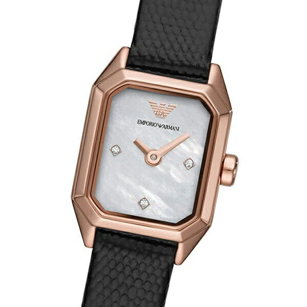  Shop Authentic Emporio Armani Gioia Quartz Mother of Pearl Dial Black Leather Strap Watch For Women - AR11390 - Luxxuri