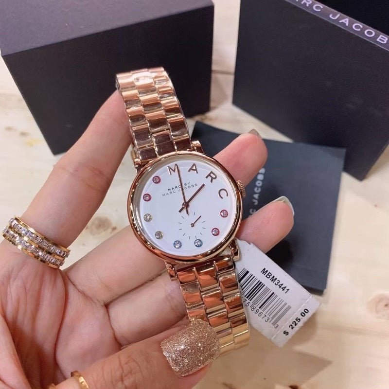  Shop Authentic Marc Jacobs Baker White Dial Rose Gold Steel Strap Watch for Women - MBM3441 - Luxxuri