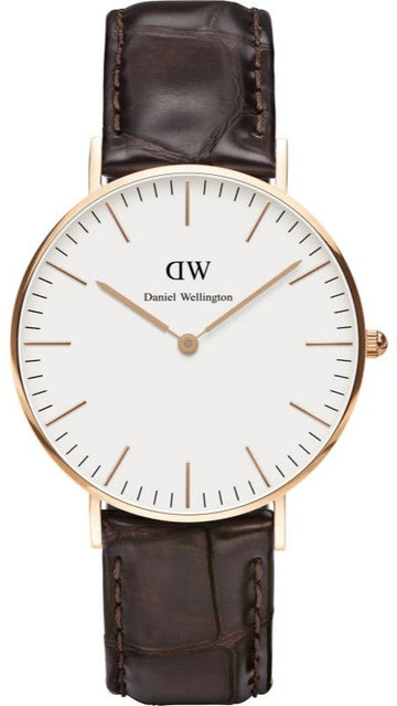  Shop Authentic Daniel Wellington Classic York White Dial Brown Leather Strap Watch For Women - DW00100038 - Luxxuri