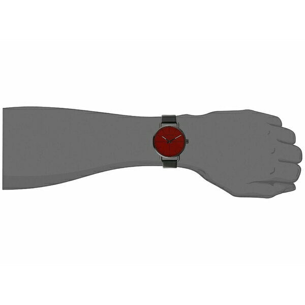  Shop Authentic Calvin Klein Even Maroon Dial Black Leather Strap Watch for Men - K7B214CP - Luxxuri