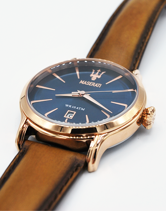  Shop Authentic Maserati Epoca Blue Dial Brown Leather Strap Watch For Men - R8851118001 - Luxxuri