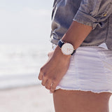  Shop Authentic Daniel Wellington Classic Sheffield White Dial Black Leather Strap Watch for Women - DW00100036 - Luxxuri