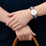  Shop Authentic Daniel Wellington Classic Trinity White Dial Three Tone Nylon Strap Watch For Women - 0509DW - Luxxuri