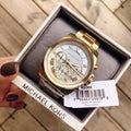  Shop Authentic Michael Kors Brecken Chronograph Gold Dial Gold Steel Strap Watch For Women - MK6366 - Luxxuri