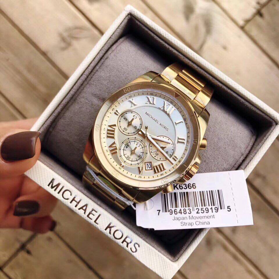 Shop Authentic Michael Kors Brecken Chronograph Gold Dial Gold Steel Strap Watch For Women - MK6366 - Luxxuri
