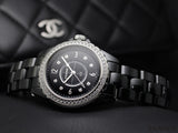 Shop Authentic Chanel J12 Diamonds Ceramic Black Dial Black Steel Strap Watch for Women - J12 H3108 - Luxxuri
