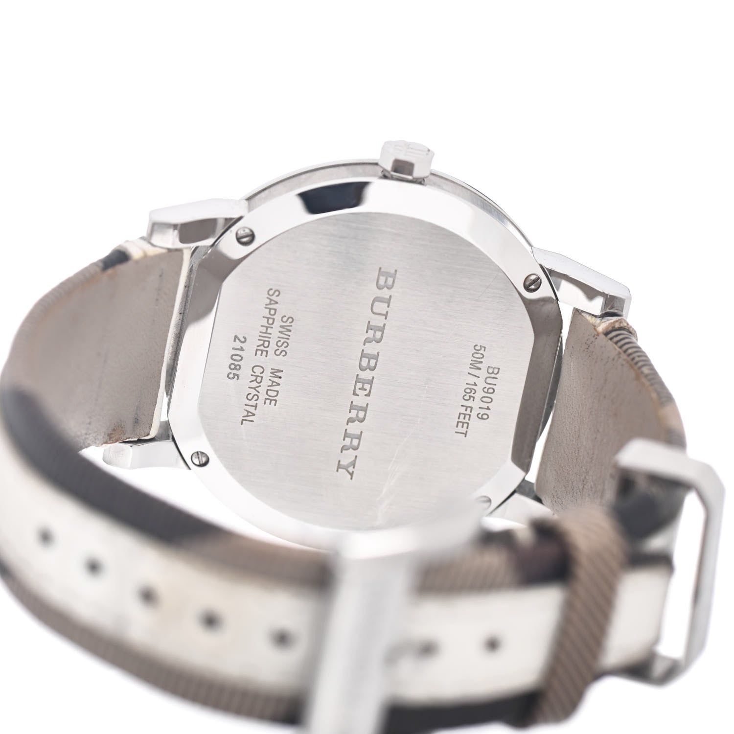 Burberry The City Silver Dial White Leather Strap Watch for Women - BU9019