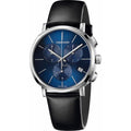  Shop Authentic Calvin Klein Chronograph Blue Dial Black Leather Strap Watch for Men - K8Q371CN - Luxxuri