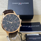  Shop Authentic Tommy Hilfiger Kane Chronograph Blue Dial Brown Leather Strap Watch for Men - 1791399 - Luxxuri