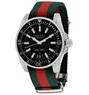  Shop Authentic Gucci Dive Black Dial Two Tone NATO Strap Watch For Men - YA136206 - Luxxuri