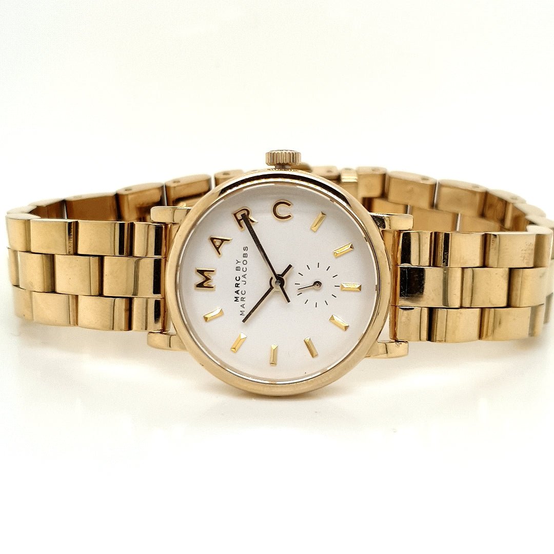  Shop Authentic Marc Jacobs Baker White Dial Gold Steel Strap Watch for Women - MBM3247 - Luxxuri