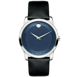  Shop Authentic Movado Museum Classic Blue Dial Black Leather Strap Watch for Men - 606610 - Luxxuri
