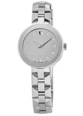 Movado Sapphire Diamonds Silver Dial Silver Steel Strap Watch For Women - 606814