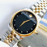  Shop Authentic Movado Museum Classic Diamonds Black Dial Two Tone Steel Strap Watch For Men - 0606879 - Luxxuri