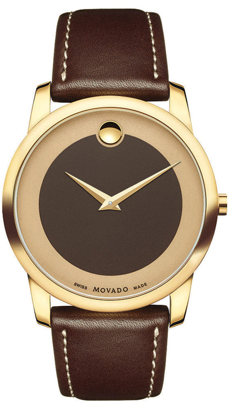  Shop Authentic Movado Museum Classic Brown Dial Brown Leather Strap Watch For Men - 0606880 - Luxxuri