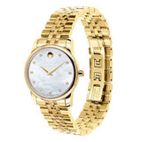 Shop Authentic Movado Museum Classic Diamonds Mother of Pearl Dial Gold Steel Strap Watch For Women - 0606998 - Luxxuri