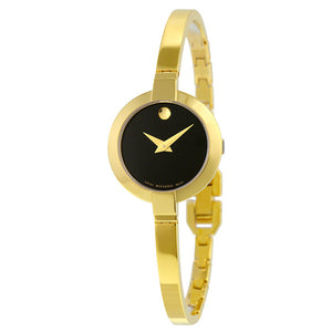  Shop Authentic Movado Bela Black Dial Gold Steel Strap Watch For Women - 0606999 - Luxxuri