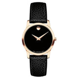  Shop Authentic Movado Museum Classic Black Dial Black Leather Strap Watch For Women - 607061 - Luxxuri