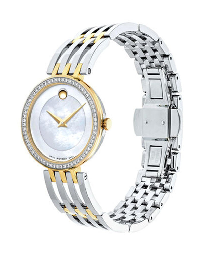  Shop Authentic Movado Esperanza Mother of Pearl Dial Two Tone Steel Strap Watch For Women - 0607085 - Luxxuri