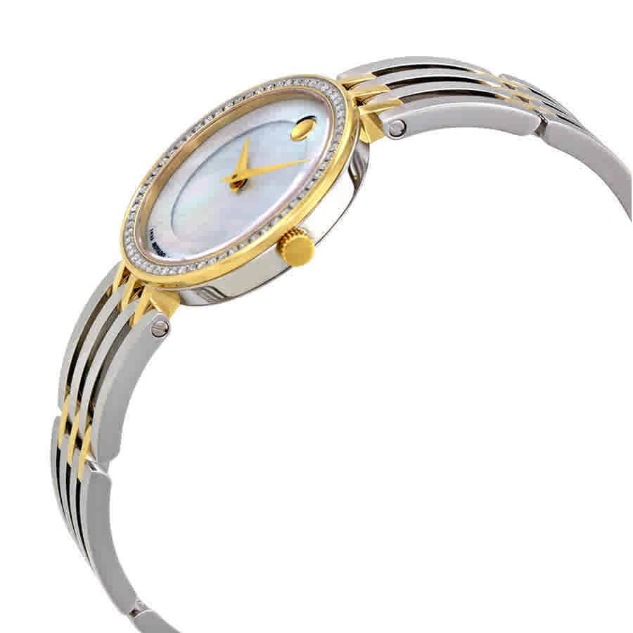  Shop Authentic Movado Esperanza Mother of Pearl Dial Two Tone Steel Strap Watch For Women - 0607085 - Luxxuri