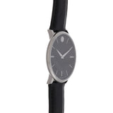  Shop Authentic Movado Ultra Slim Black Dial Black Leather Strap Watch For Women - 0607094 - Luxxuri
