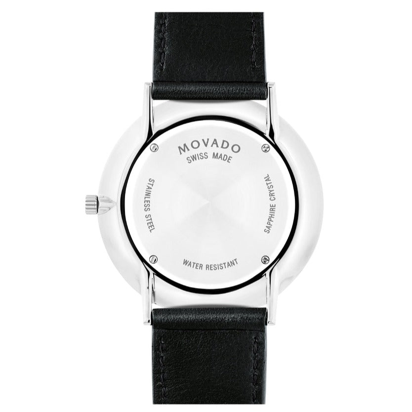  Shop Authentic Movado Ultra Slim Black Dial Black Leather Strap Watch For Men - 0607086 - Luxxuri