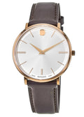  Shop Authentic Movado Ultra Slim White Dial Brown Leather Strap Watch For Men - 0607089 - Luxxuri