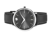  Shop Authentic Movado Ultra Slim Black Dial Black Leather Strap Watch For Women - 0607090 - Luxxuri