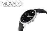  Shop Authentic Movado Ultra Slim Black Dial Black Leather Strap Watch For Women - 0607090 - Luxxuri