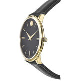  Shop Authentic Movado Ultra Slim Black Dial Black Leather Strap Watch For Women - 0607091 - Luxxuri