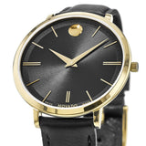  Shop Authentic Movado Ultra Slim Black Dial Black Leather Strap Watch For Women - 0607091 - Luxxuri