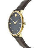  Shop Authentic Movado Ultra Slim Blue Dial Brown Leather Strap Watch For Women - 0607092 - Luxxuri