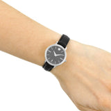  Shop Authentic Movado Ultra Slim Black Dial Black Leather Strap Watch For Women - 0607094 - Luxxuri