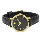  Shop Authentic Movado Ultra Slim Black Dial Black Leather Strap Watch For Women -  0607095 - Luxxuri