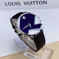 Movado Museum Classic Blue Dial Black Leather Strap Watch for Men - 0607197