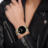  Shop Authentic Movado Museum Classic Black Dial Two Tone Steel Strap Watch for Men - 0607200 - Luxxuri