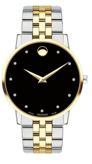  Shop Authentic Movado Museum Classic Diamonds Black Dial Two Tone Steel Strap Watch for Men - 0607202 - Luxxuri