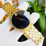  Shop Authentic Movado Museum Classic Quartz Black Dial Gold Steel Strap Watch for Men - 0607203 - Luxxuri