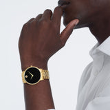  Shop Authentic Movado Museum Classic Quartz Black Dial Gold Steel Strap Watch for Men - 0607203 - Luxxuri