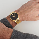  Shop Authentic Movado Museum Classic Quartz Black Dial Gold Steel Strap Watch for Men - 0607203 - Luxxuri